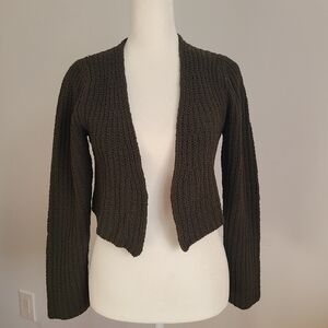 Caryn Vallone Olive Green Knit Cardigan Sweater Small Y2K